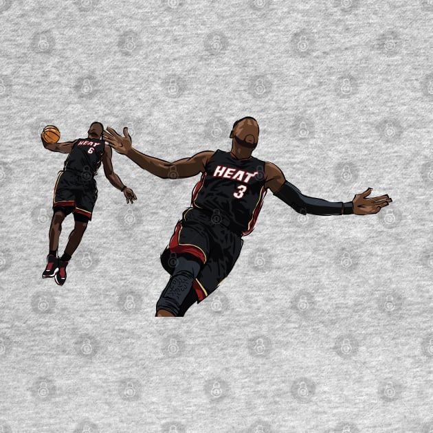 Dwyane Wade and LeBron James Iconic Miami Sketch by rattraptees